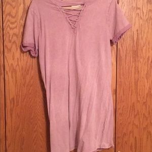 Mauve Pink Lace Up Dress